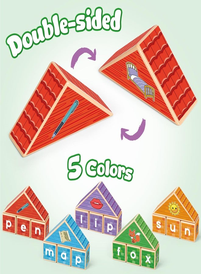 Kasfalci CVC Kasfalci Wooden Alphabet Letter Blocks - Toddler Phonics Games for Learning to Read & Spell, Speech Therapy Toys for Preschool Kindergarten Classroom - Image 3